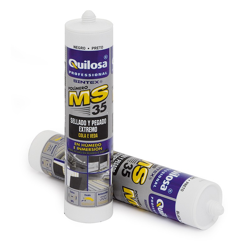 SELLADOR ADHESIVO POLIMERO MS 35 PLUS Negro PU Cartucho 300ml QUILOSA