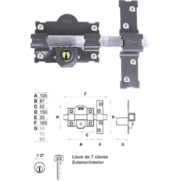 CERROJO TRABA 24004 101-L 50MM PINTADO