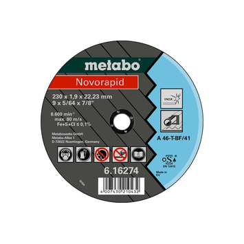 DISCO NOVORAPID 115 X 1,0 X 22,23 INOX, TF 41 METABO 616492