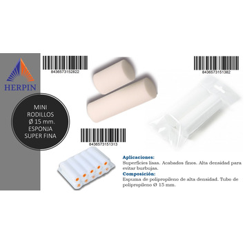 MINI RODILLO ESPUMA P-0 SUPER FINO Ø 15 - 100 mm PACK 2 ud HERPIN 138