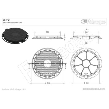 TAPA-MARCO FUNDI ART.Ø 600 R-1PZ D-400 FABREGAS