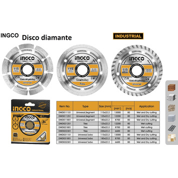 DISCO UNIV. SEMI SEGMENTADO 115mm INGCO DMD031151