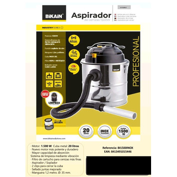 ASPIRADOR CENIZAS BIKAIN 1500w/20lt