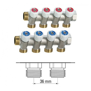 COLECTOR MULTIPLEX 3/4 4VIAS M (con valvulas de corte) EMMETI