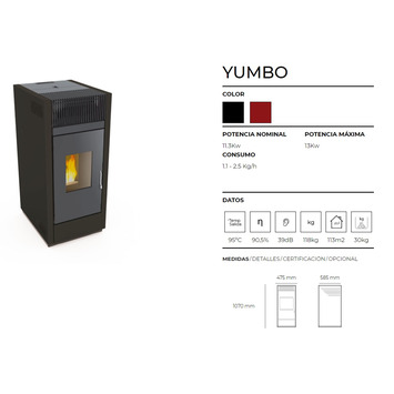 ESTUFA PELLETS YUMBO NEGRA (11.3 kw) EOSS