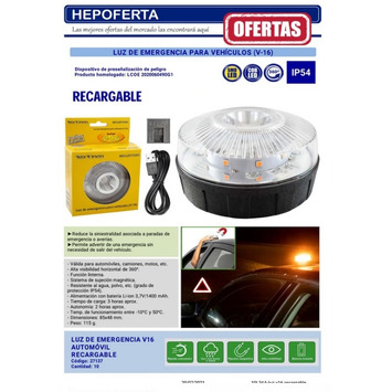 Luz Led emergencia automoviles recargable HEPOLUZ