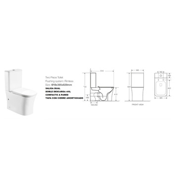 PACK INODORO LT-2187A-R P-TRAP (tanque+tapa+taza) AQUORE (eq.ALOIA)