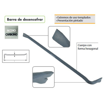 BARRA DESENCOFRAR 20x700 mm (pata cabra) Alyco 118003