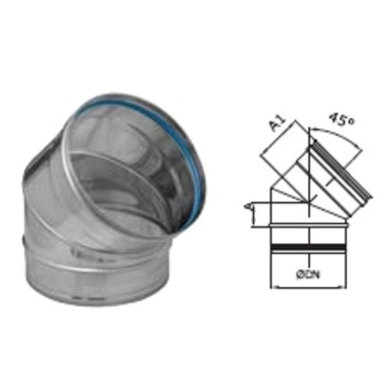 CODO inox-316 S/P Ø 80-45º c/junta PELLETS DINAK