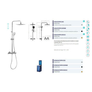 GRAN DUCHA BLAUTHERM 9454 RPK300 (rociador cuadrado+termost+telescop) R.S.