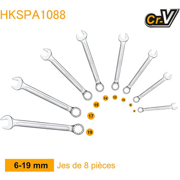 JUEGO LLAVES COMBINADAS  8 PCS INGCO HKSPA1088-I