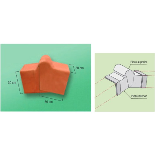 REMATE PIÑON SUPERIOR 30x30 RUSTICO ARCILLA (HM) EURONIT