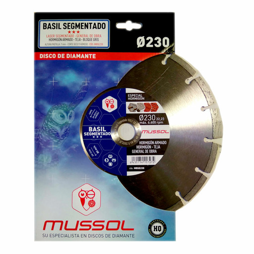 Discos Diamante General obra Basil Segmentado H7 Ø 230mm eje 22,2mm MUSSOL