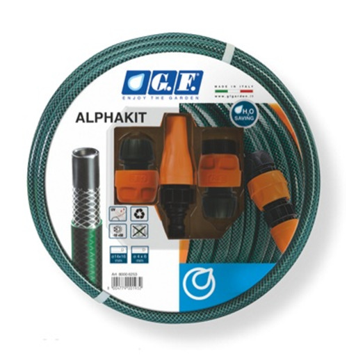 Kit rollo manguera 1/2" (Ø12,5mm) “Alphakit” 2 capas R.15 mts.Ref.7028