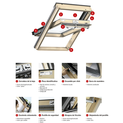 VENTANA GGL 2070 CK01 VELUX "N CRISTAL" (pintada blanca)