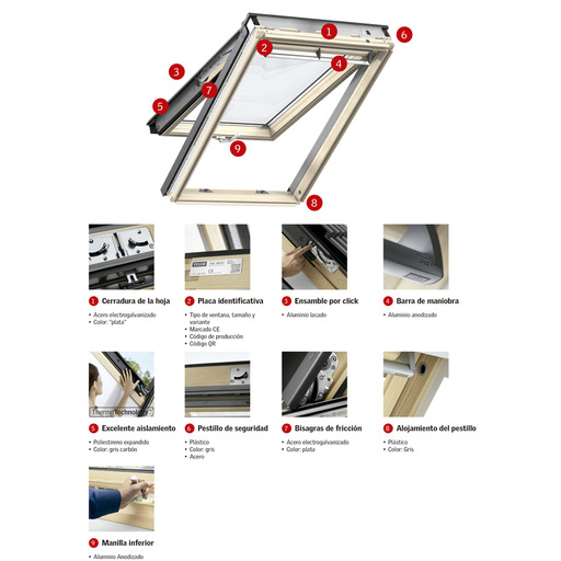 VENTANA GPL 3070 MK08 VELUX "N CRISTAL"