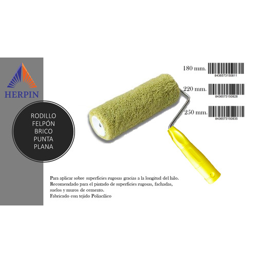 RODILLO FELPON BRICO Ø 50 MANGO P.P 220 mm. HERPIN