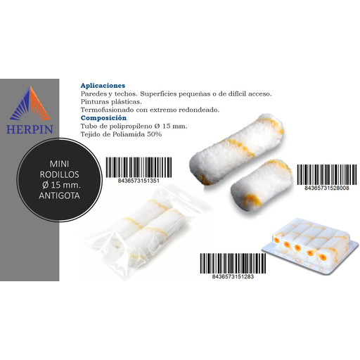 MINI RODILLO ANTIGOTA Ø 15 - 110 mm CAJA 10 ud HERPIN