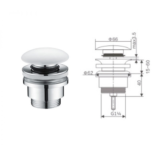 VALVULA CLICK-CLACK BLANCO MATE (lavabos-bides) IMEX VCC007