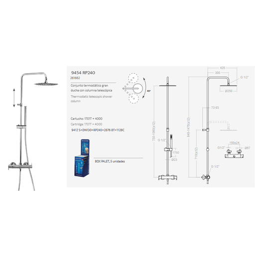 GRAN DUCHA BLAUTHERM 9454 RP300 (termost+telescopica) R.S.