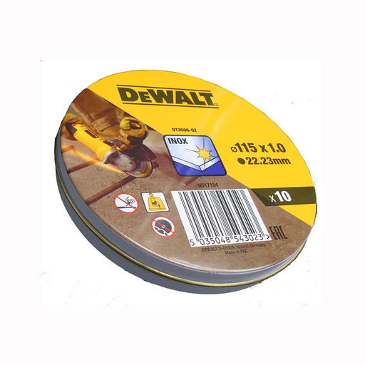 PACK DISCOS DE CORTE INOX (10uds) 115 x 1.0 x 22.23 DT3506 DEWALT