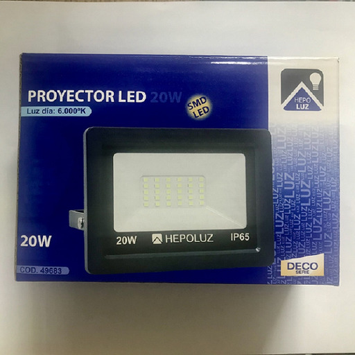 Proyector LED SMD 20W 6000K Negro HEPOLUZ 49683