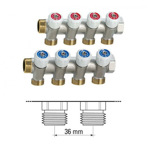 COLECTOR MULTIPLEX 3/4 2VIAS M (con valvulas de corte)