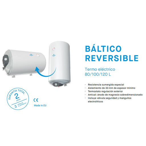 TERMO ELECTRICO HORIZONTAL / VERTICAL 120lt BALTICO reversible DAVASA