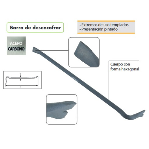 BARRA DESENCOFRAR 20x500 mm (pata cabra) Alyco 118001