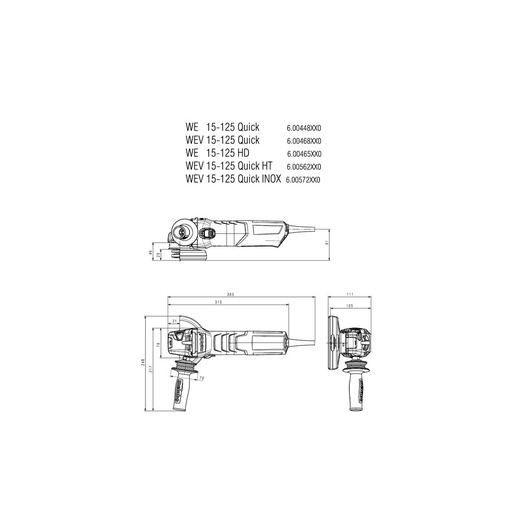 AMOLADORA ANGULAR WEV 15-125 QUICK 1550W METABO 600468000