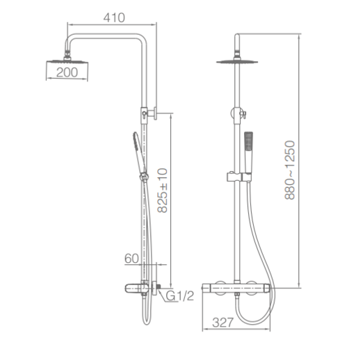 GRAN DUCHA LUGO acero inox304 (monomando+extens) LUG/019