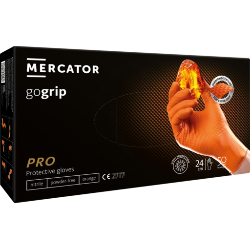 GUANTES GOGRIP naranja de nitrilo t.L Cj=50uds MERCATOR