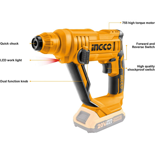 MARTILLO COMBINADO LI-ION 20 INGCO CRHLI1601
