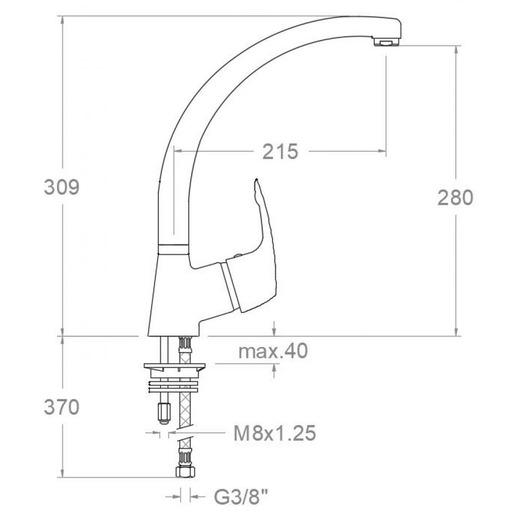 MONOMANDO FREGADERO (cocina) VULCANO R.6906 R.S.