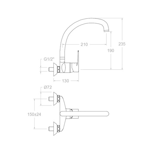 MONOMANDO FREGADERO PARED CROMO TITANIUM Ref.1817CC R.S.