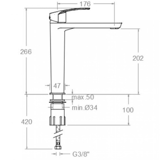 MONOMANDO LAVABO ALTO NEW FLY R.S. 571002