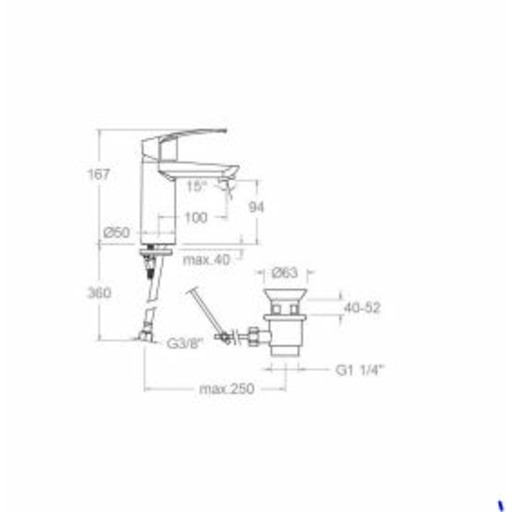 MONOMANDO LAVABO RECTO NEW FLY S3 R.S. 570203